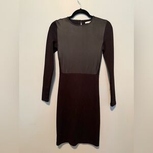 Oak + Fort Black & Charcoal Long Sleeve Cut-Out Dress